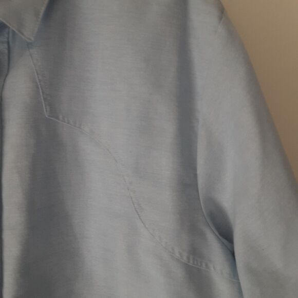 Vtg Roper Mens 18 Pearl Snap Blue Long Sleeve Shirt Made USA Western Cowboy - Picture 2 of 9